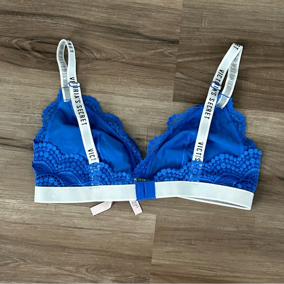 Victoria’s Secret White and Blue Lace Bra Women Size Large - Picture 4 of 6